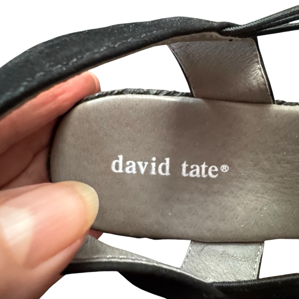 Women’s David Tate Size 8.5 WIDE Black Leather Upper “Nelly” Slingback Shoes - Picture 8 of 10